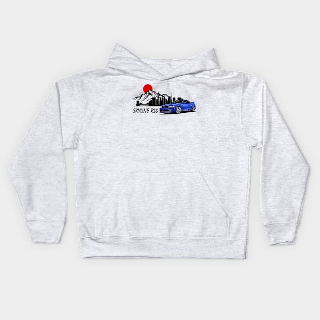 Nissan Skyline r33 GTR, JDM Car Kids Hoodie by T-JD